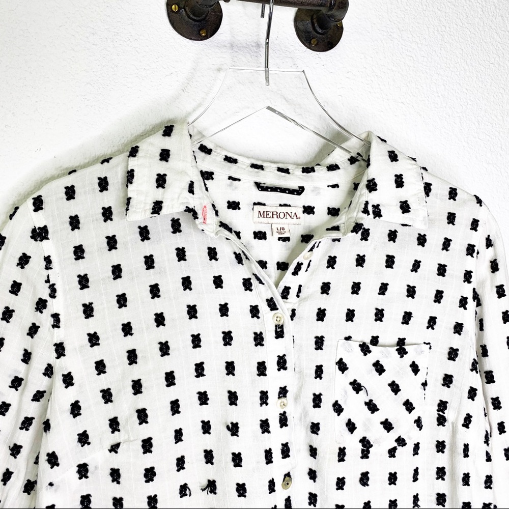Merona Embroidered Long Sleeve Button Up - Picture 3 of 6